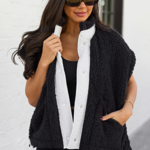 Clo Black Sherpa Oversized Vest SALE