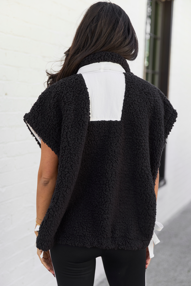 Clo Black Sherpa Oversized Vest SALE - Image 4