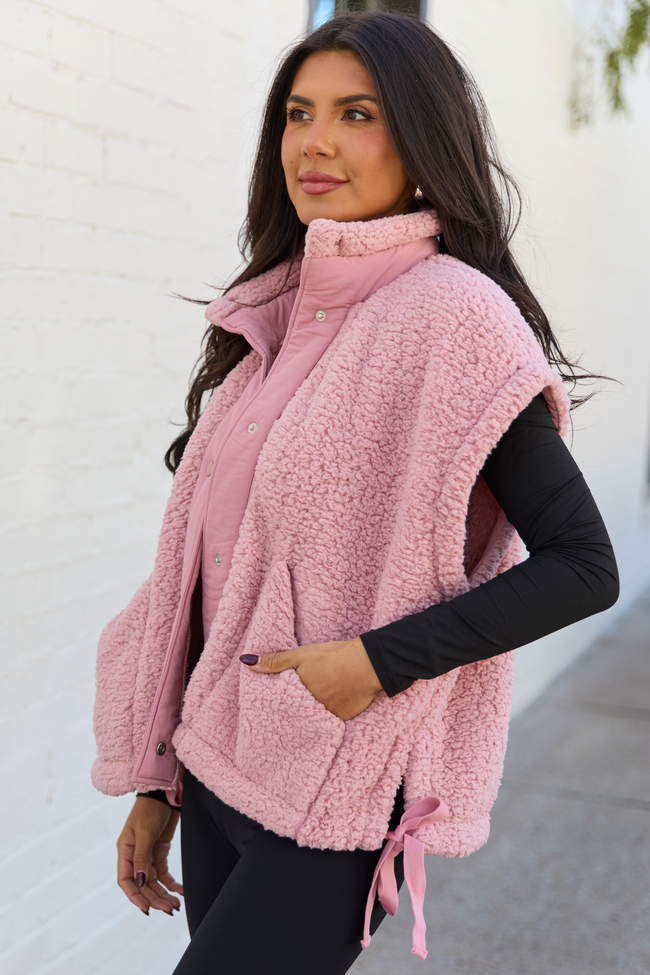 Clo Mauve Sherpa Oversized Vest SALE - Image 3