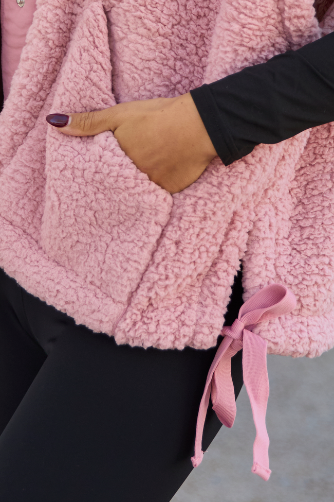 Clo Mauve Sherpa Oversized Vest SALE - Image 5