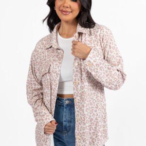 In Those Days Ivory and Beige Leopard Knit Shacket FINAL SALE