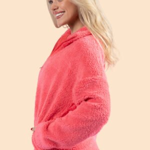 Stay Here Coral Sherpa Pullover FINAL SALE - Image 3