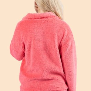 Stay Here Coral Sherpa Pullover FINAL SALE - Image 4