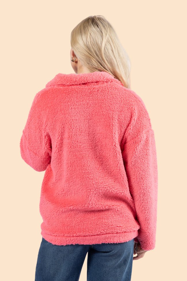 Stay Here Coral Sherpa Pullover FINAL SALE - Image 4