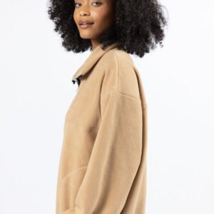 Outside The Box Beige Contrast Trim Fleece Pullover FINAL SALE - Image 4