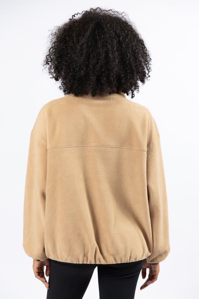 Outside The Box Beige Contrast Trim Fleece Pullover FINAL SALE - Image 5