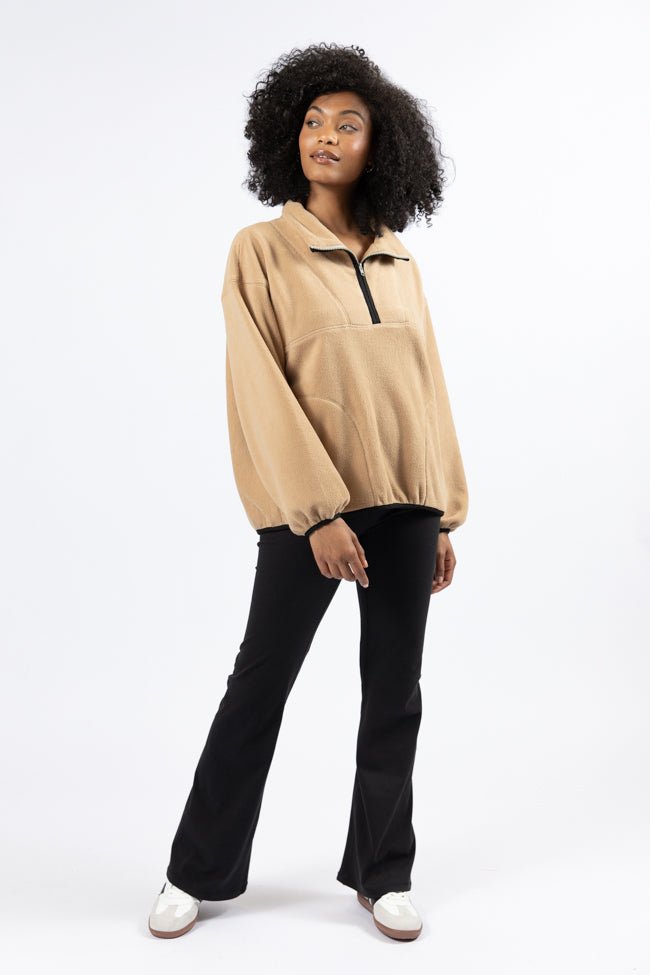 Outside The Box Beige Contrast Trim Fleece Pullover FINAL SALE - Image 3