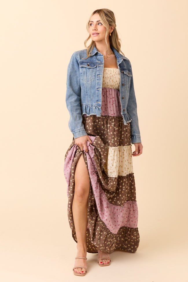 Denim Dreams Light Wash Peplum Detail Denim Jacket SALE - Image 2