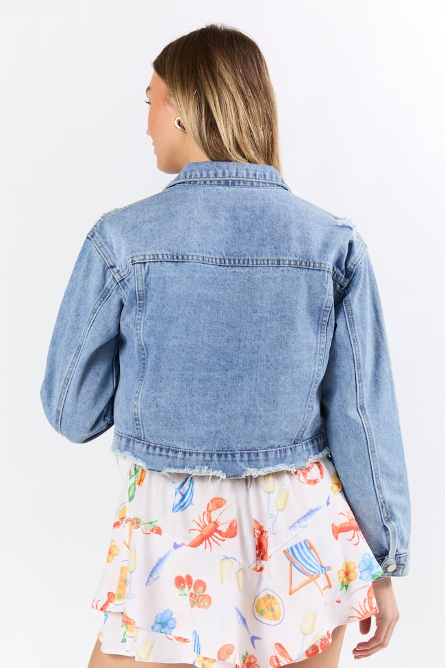 Run Around Town Medium Wash Deconstructed Denim Jacket FINAL SALE - Image 4