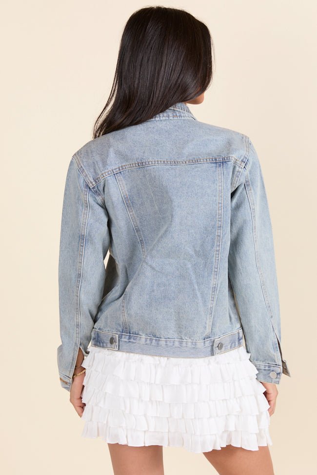 Brightest Night Light Wash Embellished Star Denim Jacket FINAL SALE - Image 5