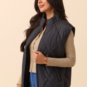 Dora Black Quilted Puffer Vest SALE - Image 4