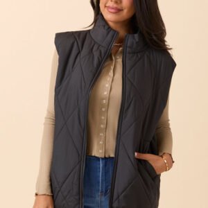 Dora Black Quilted Puffer Vest SALE - Image 2