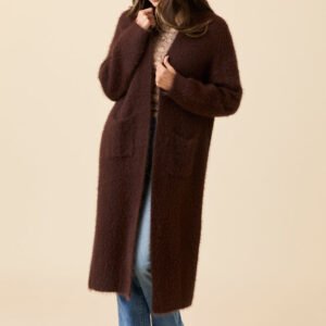Laken Solid Brown Sweater Coat Emily Fauver X Pink Lily - Image 3