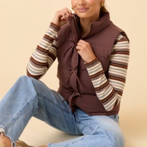 Liberty Brown Bow Puffer Vest SALE - Image 5
