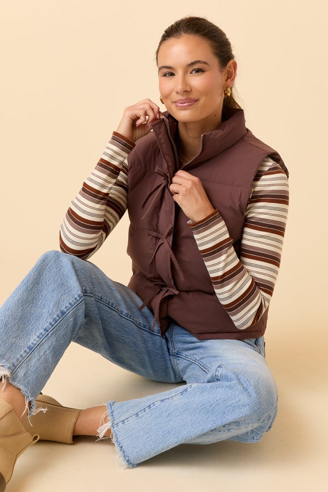 Liberty Brown Bow Puffer Vest SALE - Image 5