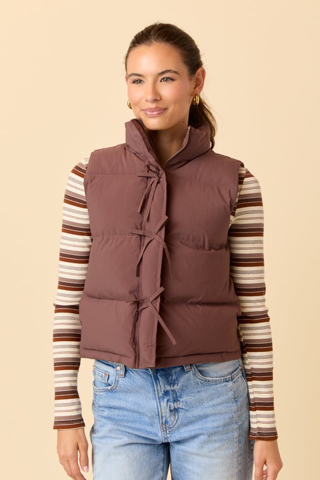 Liberty Brown Bow Puffer Vest SALE - Image 7