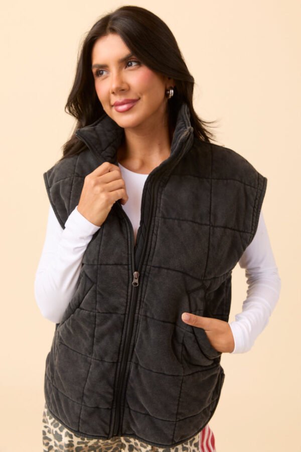 Tori Black Acid Wash Vest SALE