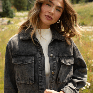 Milan Black Denim Jacket SALE - Image 2