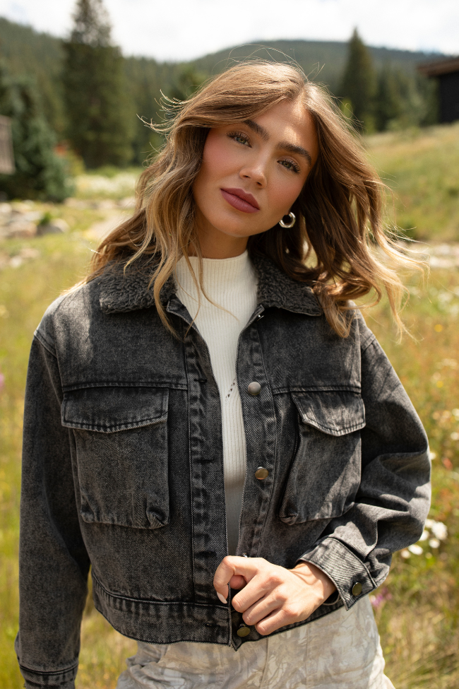 Milan Black Denim Jacket SALE - Image 2