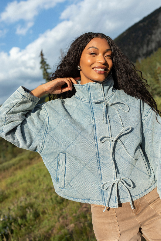 Winslow Light Denim Quilted Jacket SALE - Image 1