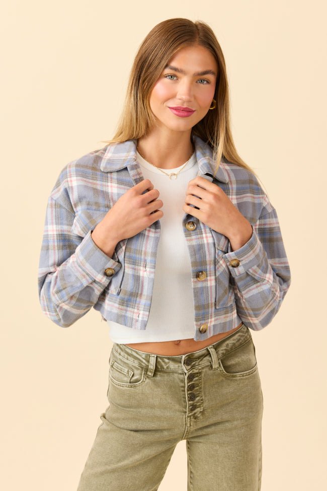 Gloria Light Blue Plaid Jacket SALE - Image 1