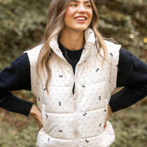 Stella White Bow Dot Puffer Vest SALE - Image 1