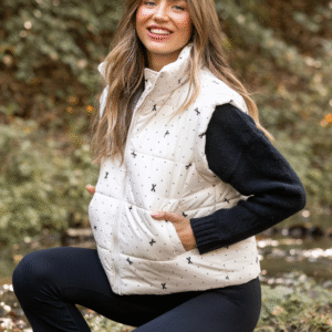 Stella White Bow Dot Puffer Vest SALE - Image 2