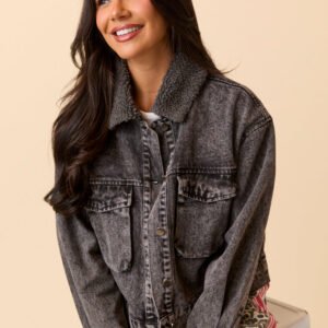 Milan Black Denim Jacket SALE - Image 3