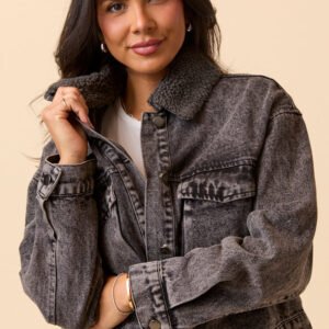 Milan Black Denim Jacket SALE - Image 5