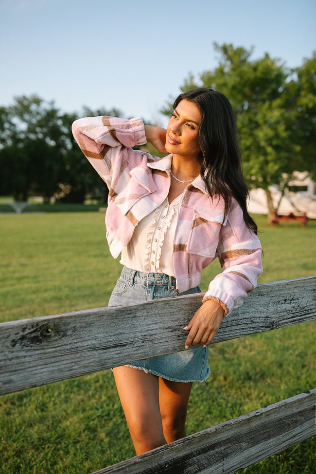 Finley Pink Plaid Jacket SALE - Image 1