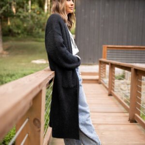 Laken Solid Black Sweater Coat Emily Fauver X Pink Lily