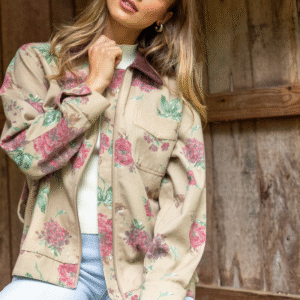 Lucy Brown Floral Barn Jacket SALE - Image 1