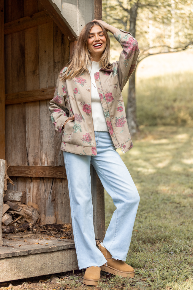 Lucy Brown Floral Barn Jacket SALE - Image 2
