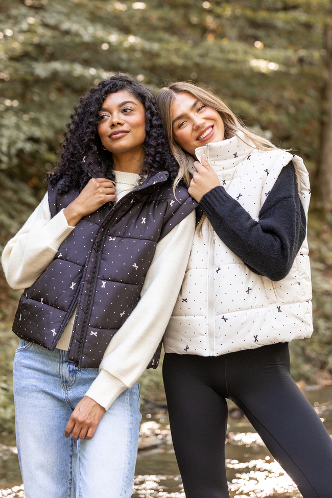 Stella Black Bow Dot Puffer Vest SALE - Image 8