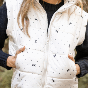 Stella White Bow Dot Puffer Vest SALE - Image 3