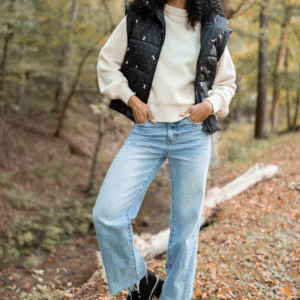 Stella Black Bow Dot Puffer Vest SALE - Image 2