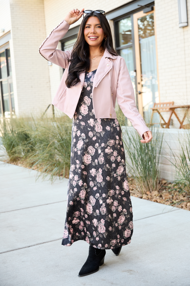 Lena Blush Faux Leather Jacket SALE - Image 2