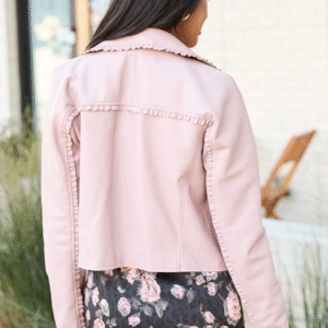 Lena Blush Faux Leather Jacket SALE - Image 4