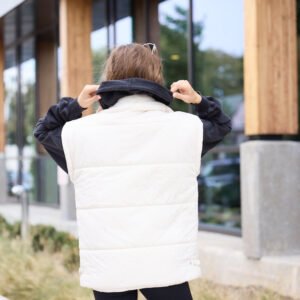 Best Bet Cream Oversized Puffer Vest SALE - Image 6