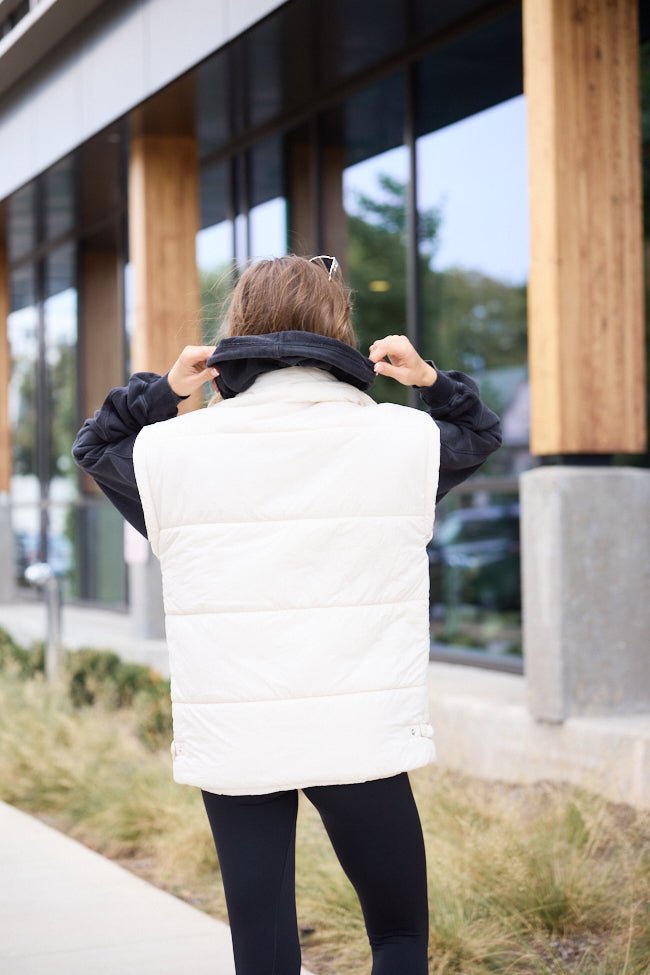 Best Bet Cream Oversized Puffer Vest SALE - Image 6