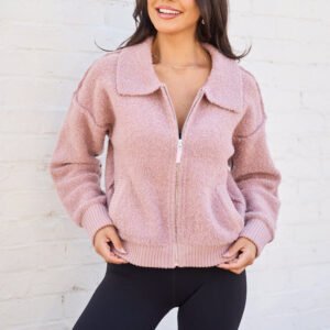 Bodhi Pink Boucle Full Zip Jacket SALE - Image 1