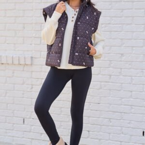 Stella Black Bow Dot Puffer Vest SALE - Image 4