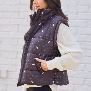Stella Black Bow Dot Puffer Vest SALE - Image 5
