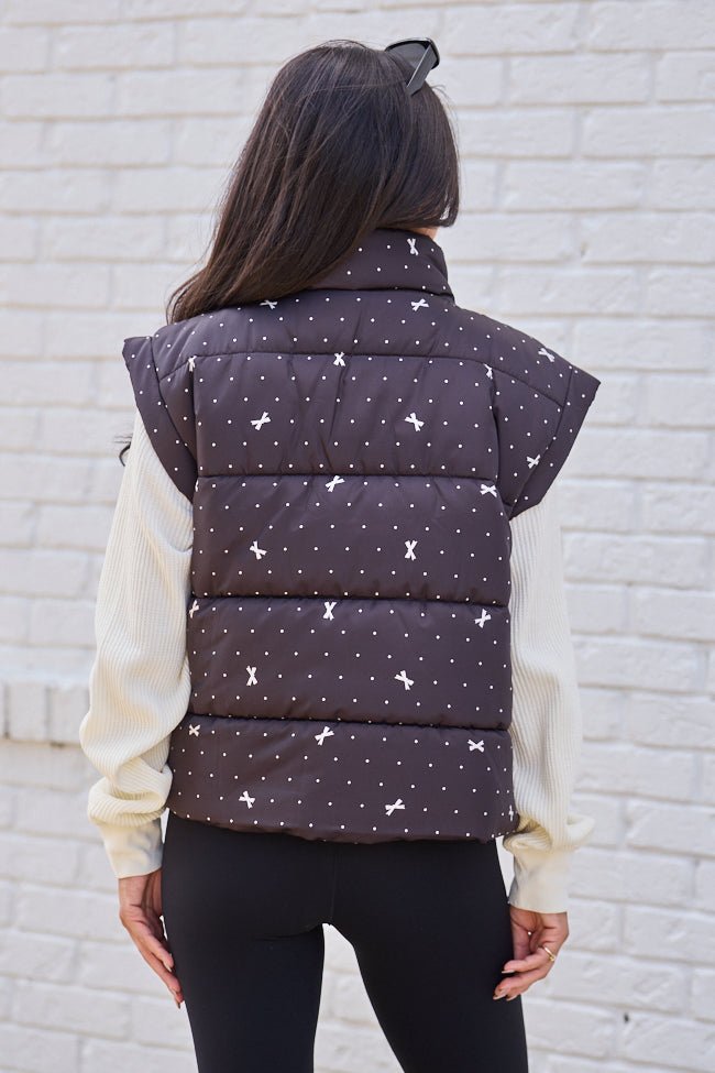 Stella Black Bow Dot Puffer Vest SALE - Image 6