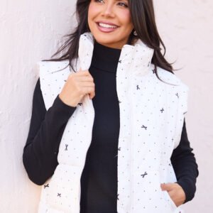 Stella White Bow Dot Puffer Vest SALE - Image 5
