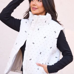 Stella White Bow Dot Puffer Vest SALE - Image 7