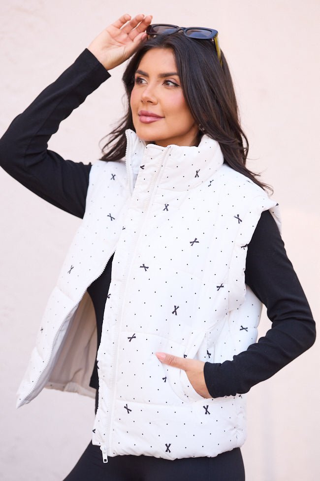 Stella White Bow Dot Puffer Vest SALE - Image 7