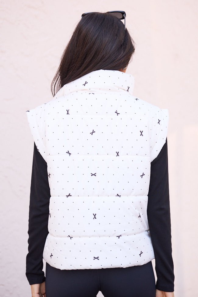 Stella White Bow Dot Puffer Vest SALE - Image 8