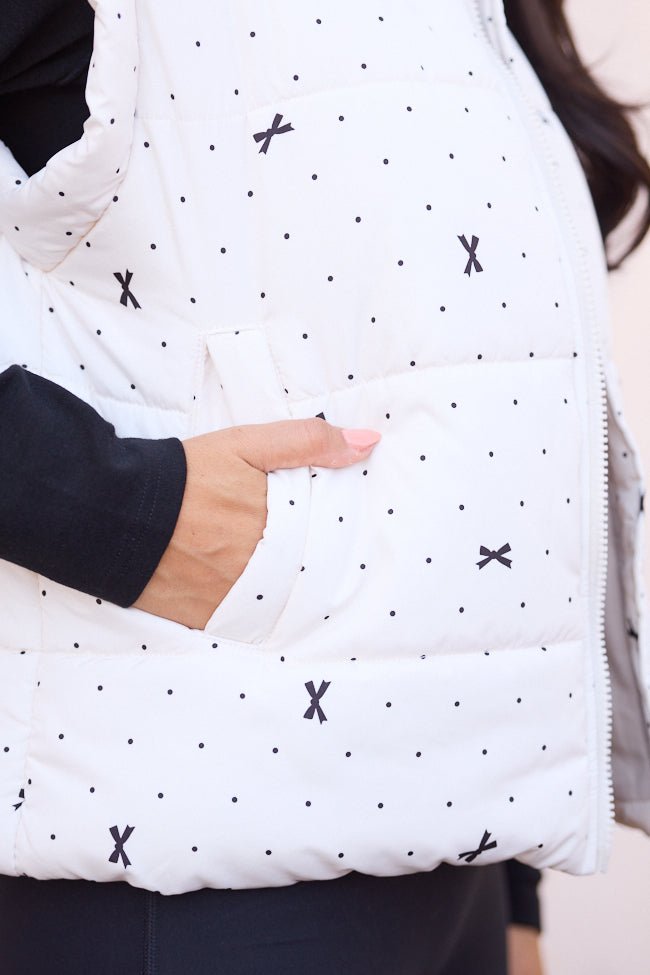 Stella White Bow Dot Puffer Vest SALE - Image 9