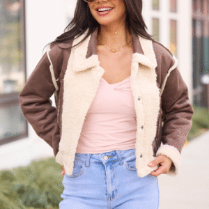 Orion Brown Reversible Faux Suede Jacket SALE - Image 1